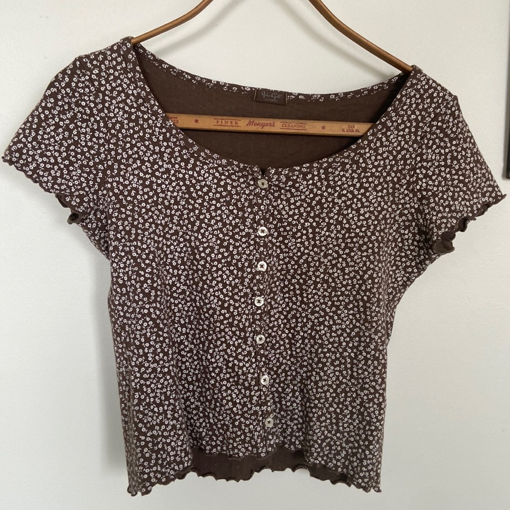 John Galt Flowered Buttoned Top